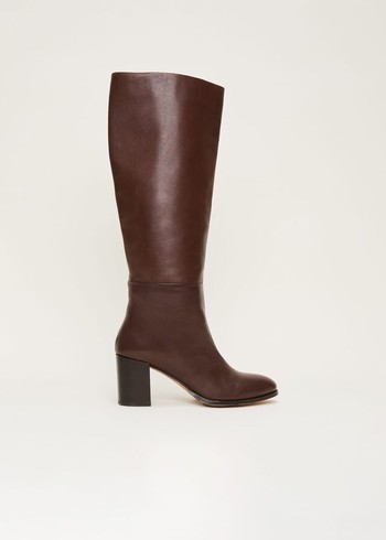 Phase Eight Leather Knee High Boots Chocolate Australia | JA4601893